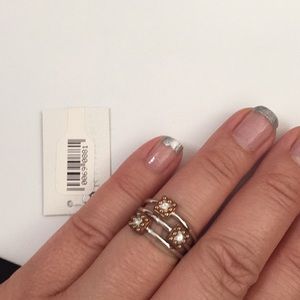 Sterling and rose multi row sapphire ring